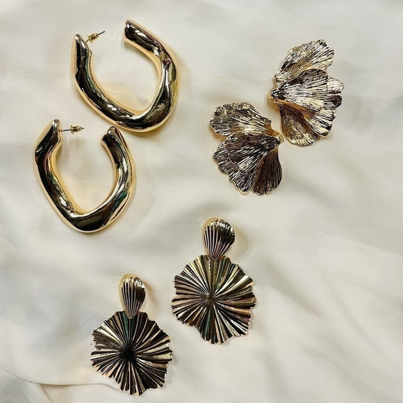 Zara half statement gold statement earrings - Picture 7 of 7